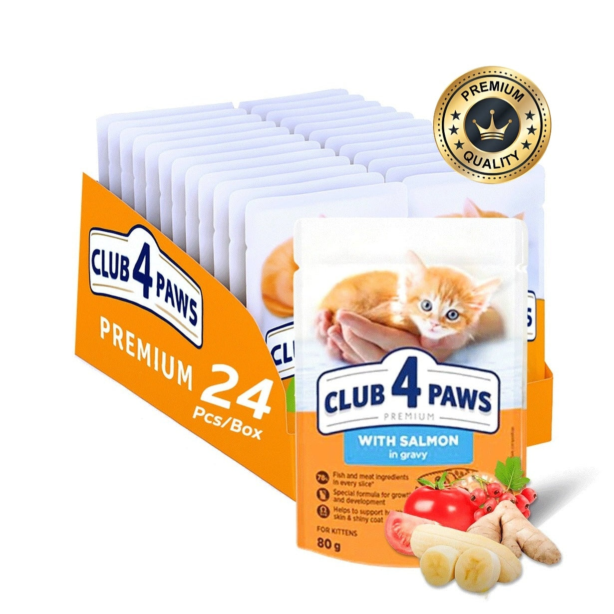 CLUB 4 PAWS for kittens With salmon in gravy  80g Pack Of 24pcs
