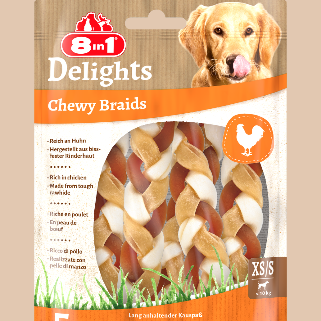 8in1 Delights Chewy Braids XS/S, 5 pcs, 75 g