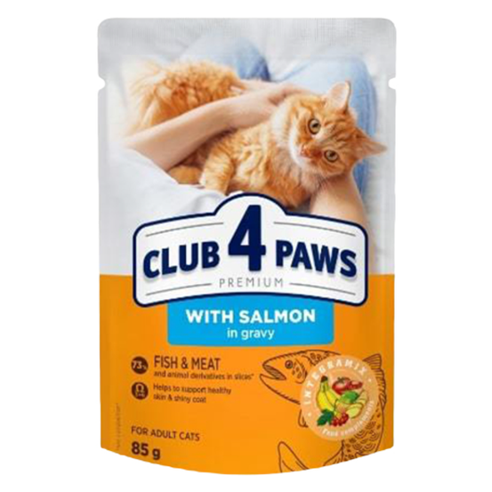 Club 4 Paws For Adult Cats With Salmon In Gravy 80G Pack Of 24Pcs