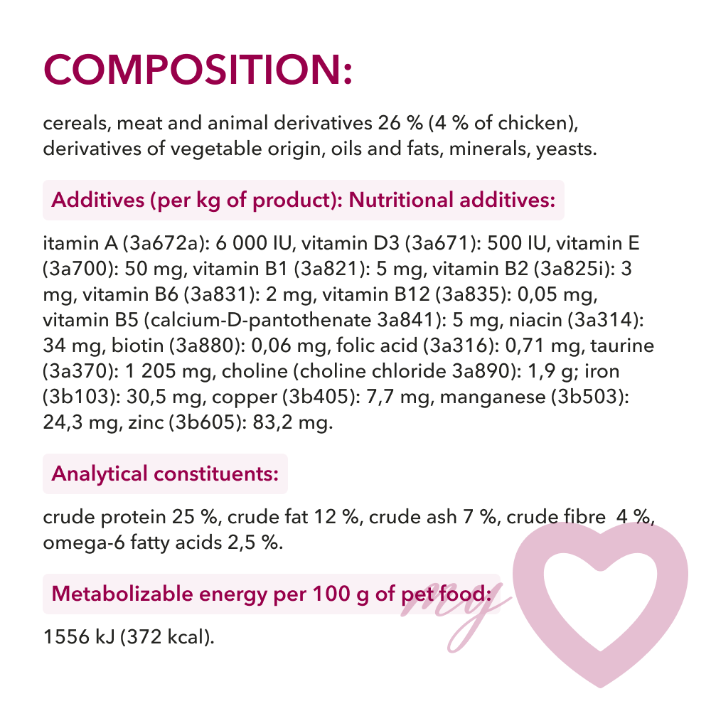 My Love Sensitive Digestion With Chicken Complete Dry Food For Adult Cat 11Kg