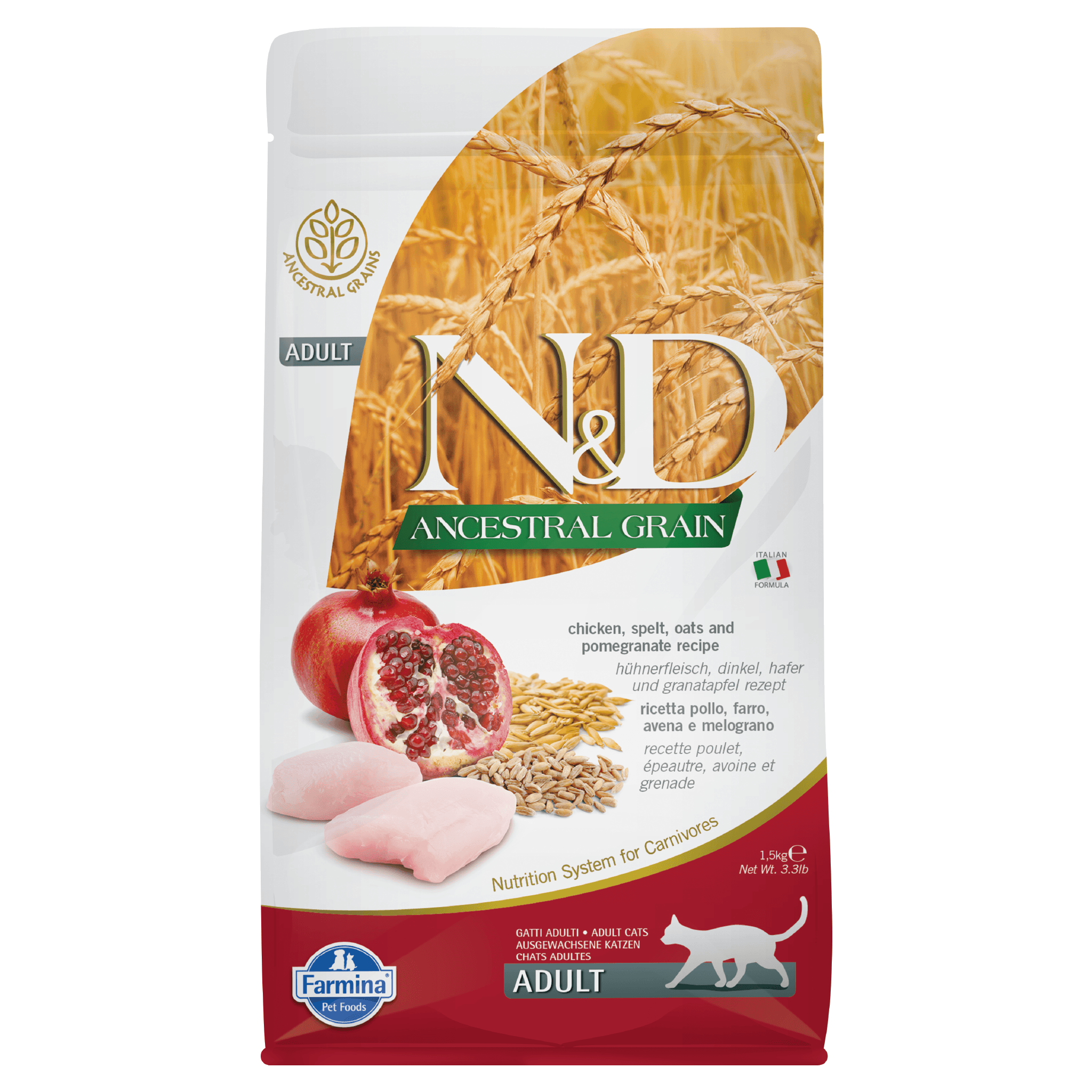 Farmina N&D Cat Ancestral Grain Neutered Chicken & Pomegranate Adult recipe 1.5kg