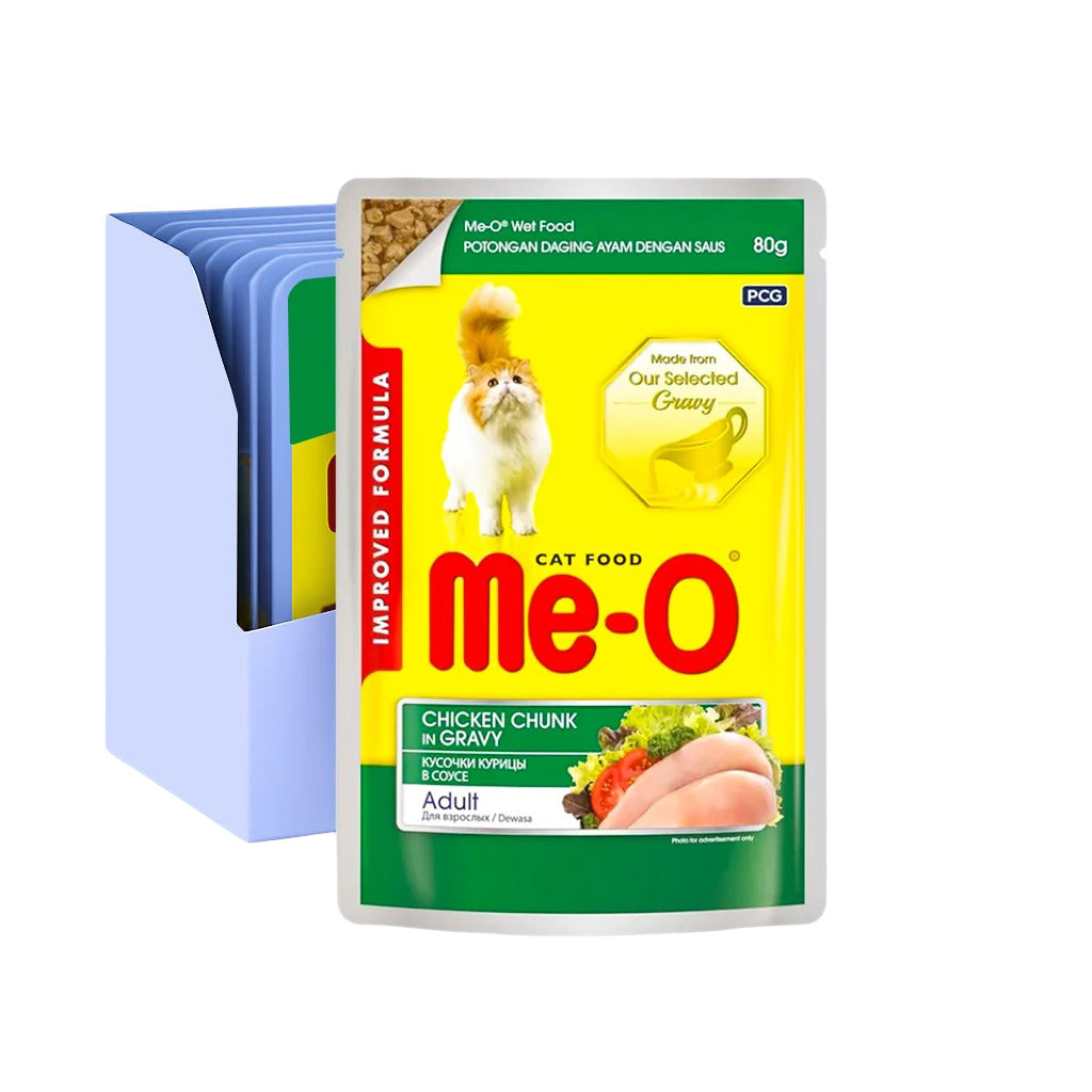 Me-O Pouch Cat Food - Chicken Chunk In Gravy 80G,Pack Of 12