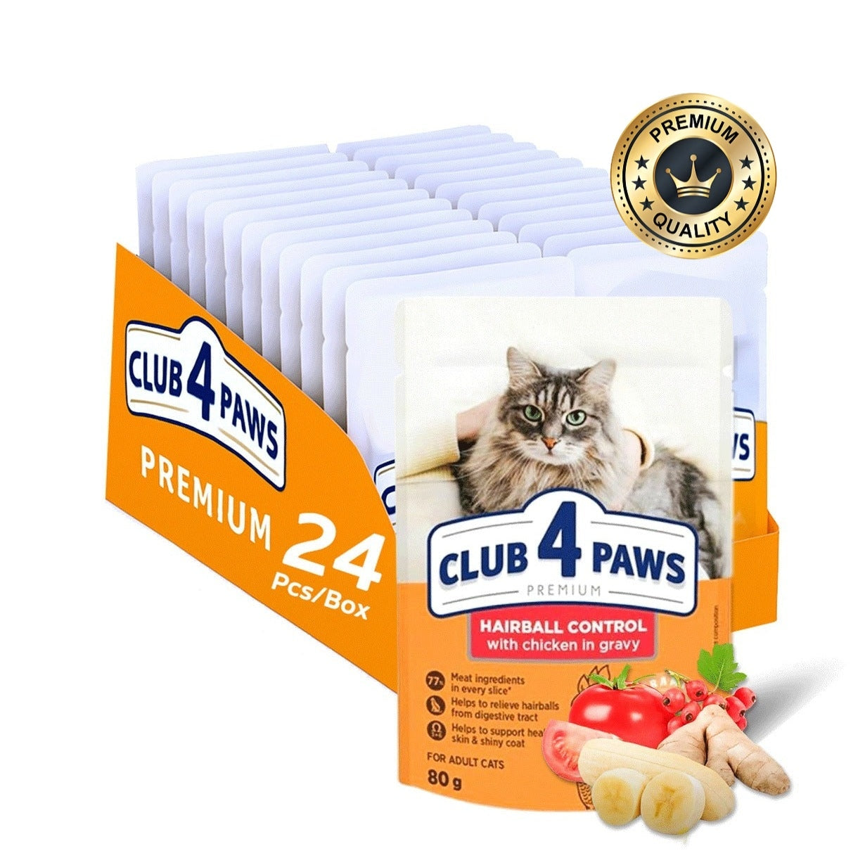 CLUB 4 PAWS Hairball control for adult cat 80g Pack Of 24pcs
