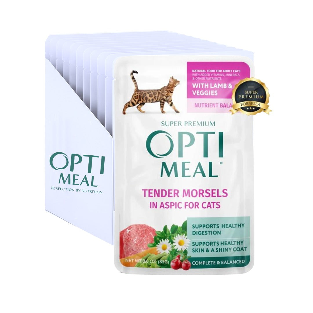 OPTIMEAL lamb and veggies in jelly 85g Pack Of 12pcs for adult cat
