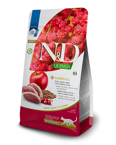 Farmina N&D Cat Quinoa hairball Adult Duck, Apple and Cranberry recipe 1.5kg