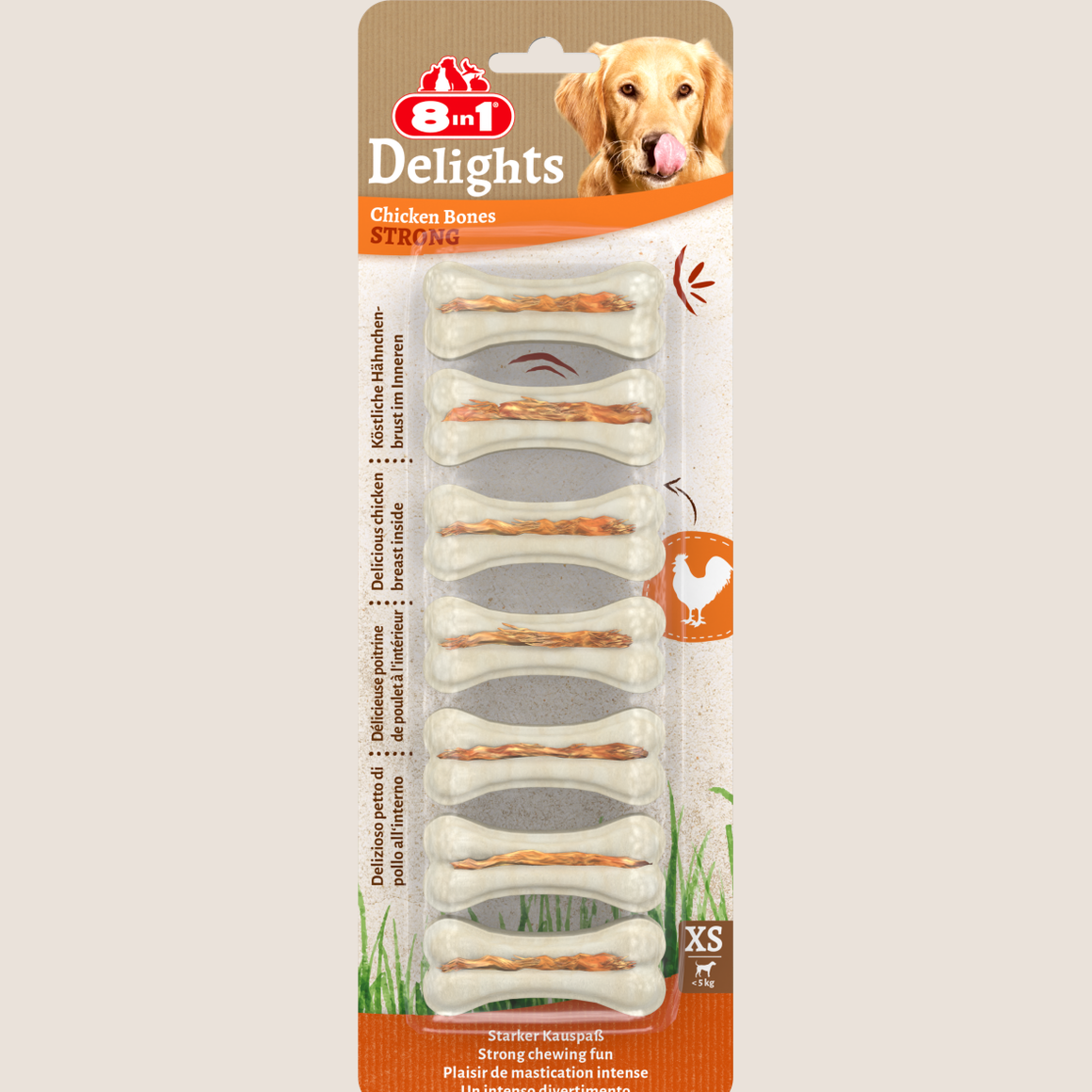 8in1 Delights Chicken Bones Strong XS, 7 pcs, 140 g