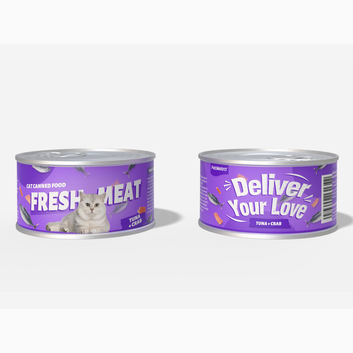 Petmetro Chunk Tuna&Crab Cat Wet Food Canned 85G,Case Of 24