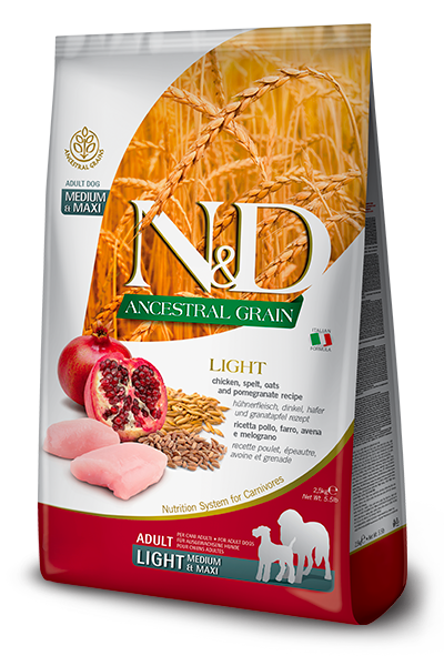 Farmina N&D Dog ancestral Chicken & Pomegranate Light , Medium, Maxi 2.5kg