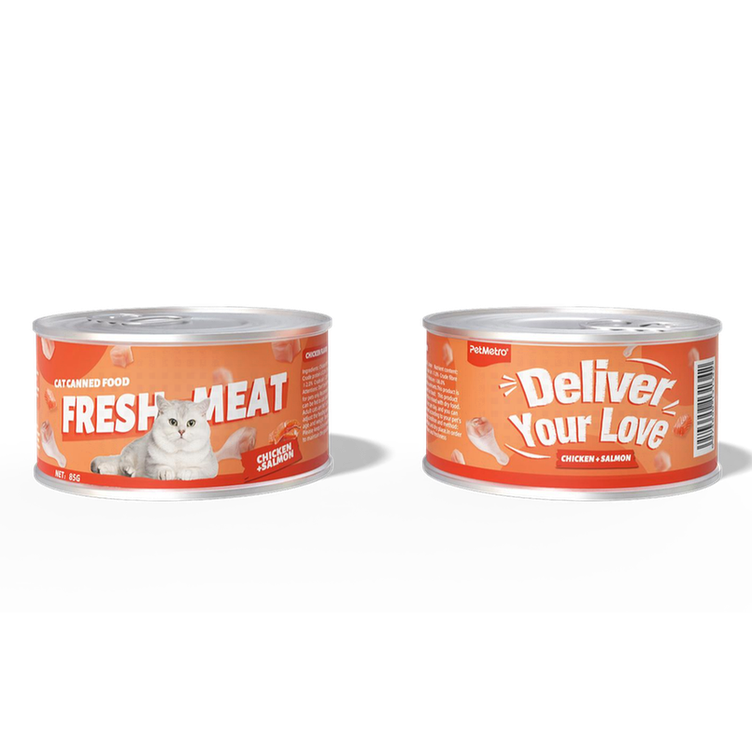 Petmetro Chunk Chicken&Salmon,Cat Wet Food Canned 85G,Case Of 24