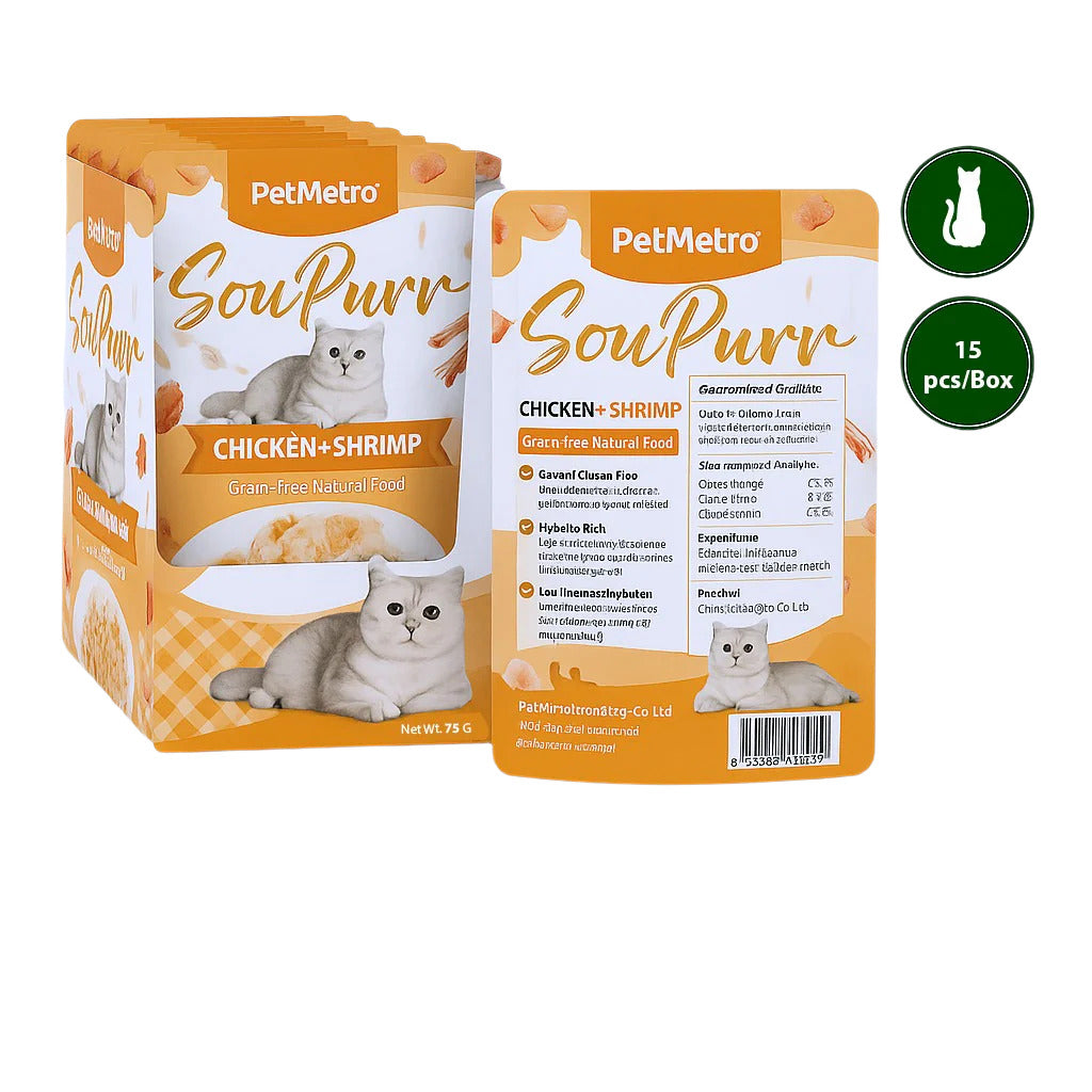 Petmetro Soup Pouch Chicken&Shrimp 75G,Pack Of 15