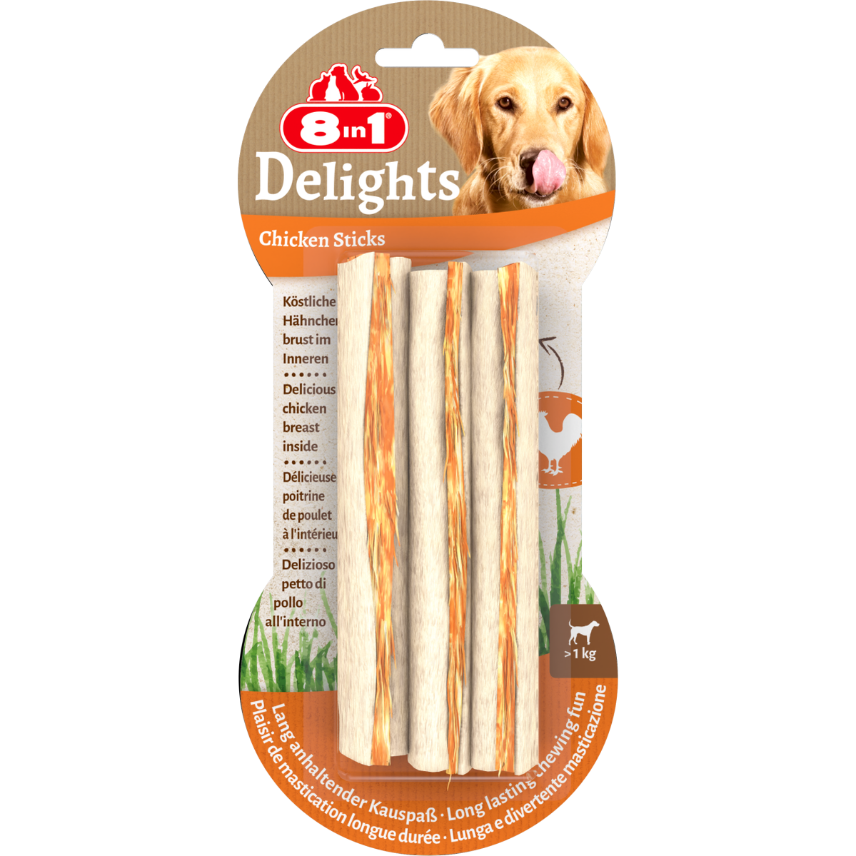 8in1 Delights Chicken Sticks 3 pcs, 75 g