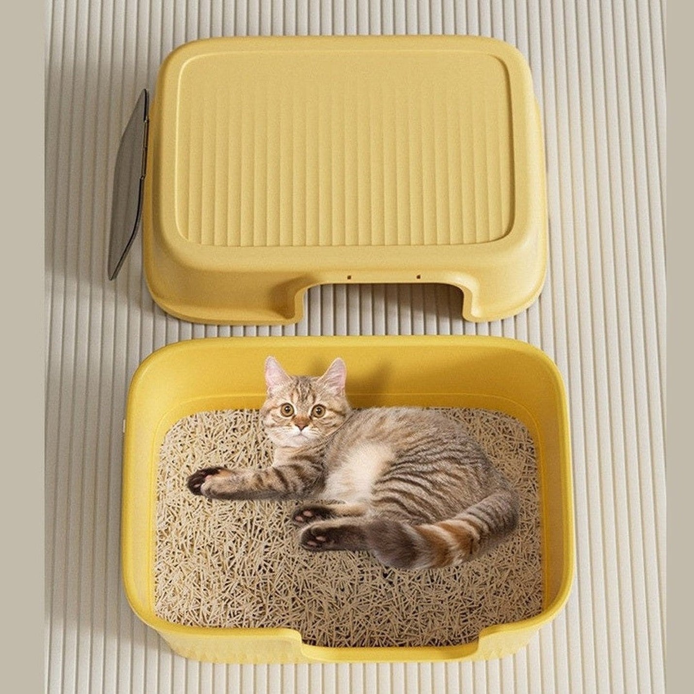 Fully Enclosed Square-Mouth Door Cat Litter Box