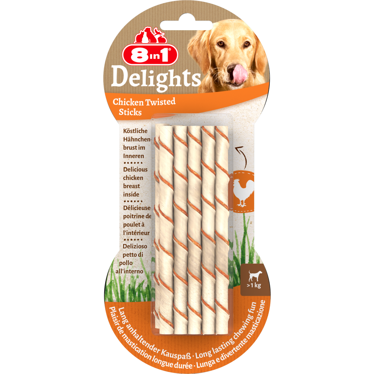 8in1 Delights Chicken Twisted Sticks 55 g