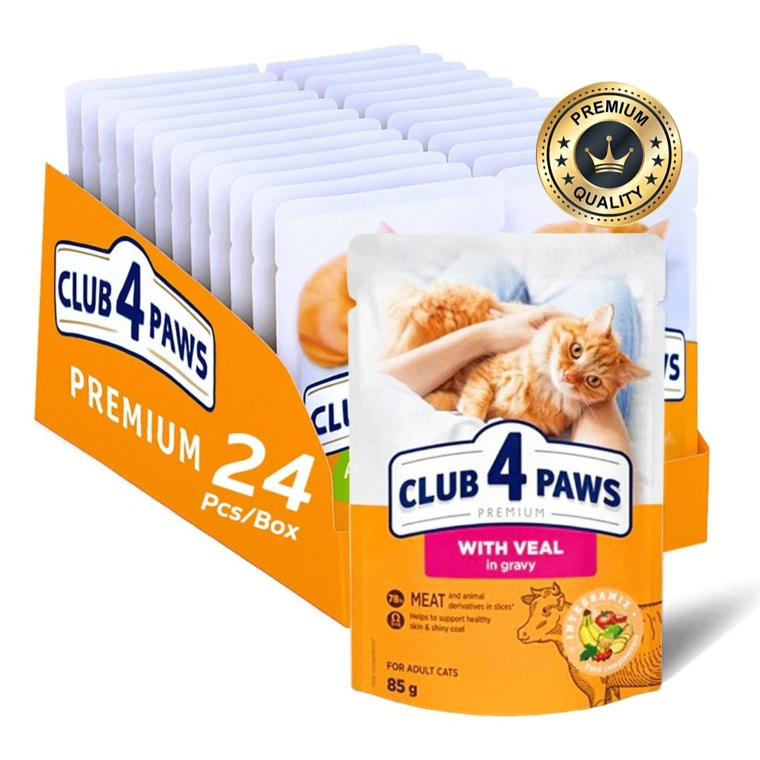 CLUB 4 PAWS veal in gravy for adult cat 85g Pack Of 24pcs