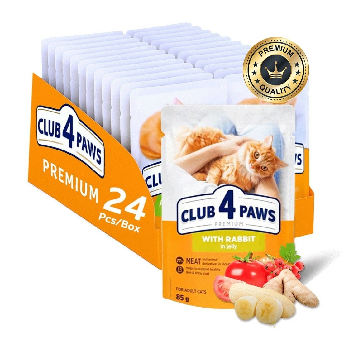 CLUB 4 PAWS rabbit in jelly for adult cat 85g Pack Of 24pcs