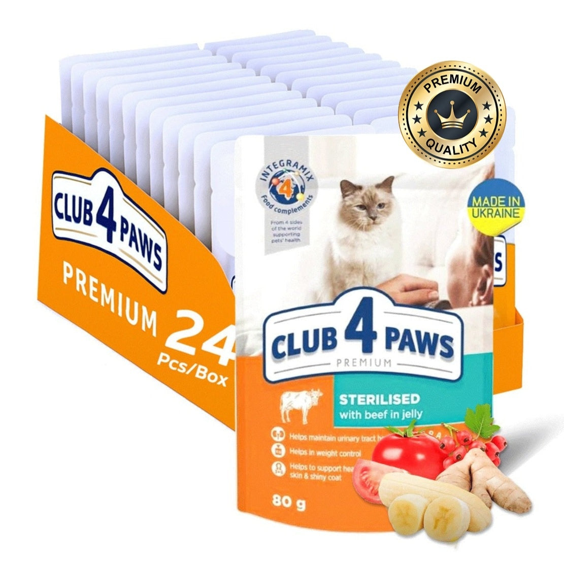 CLUB 4 PAWS beef in jelly for adult sterilised cat 80g Pack Of 24pcs