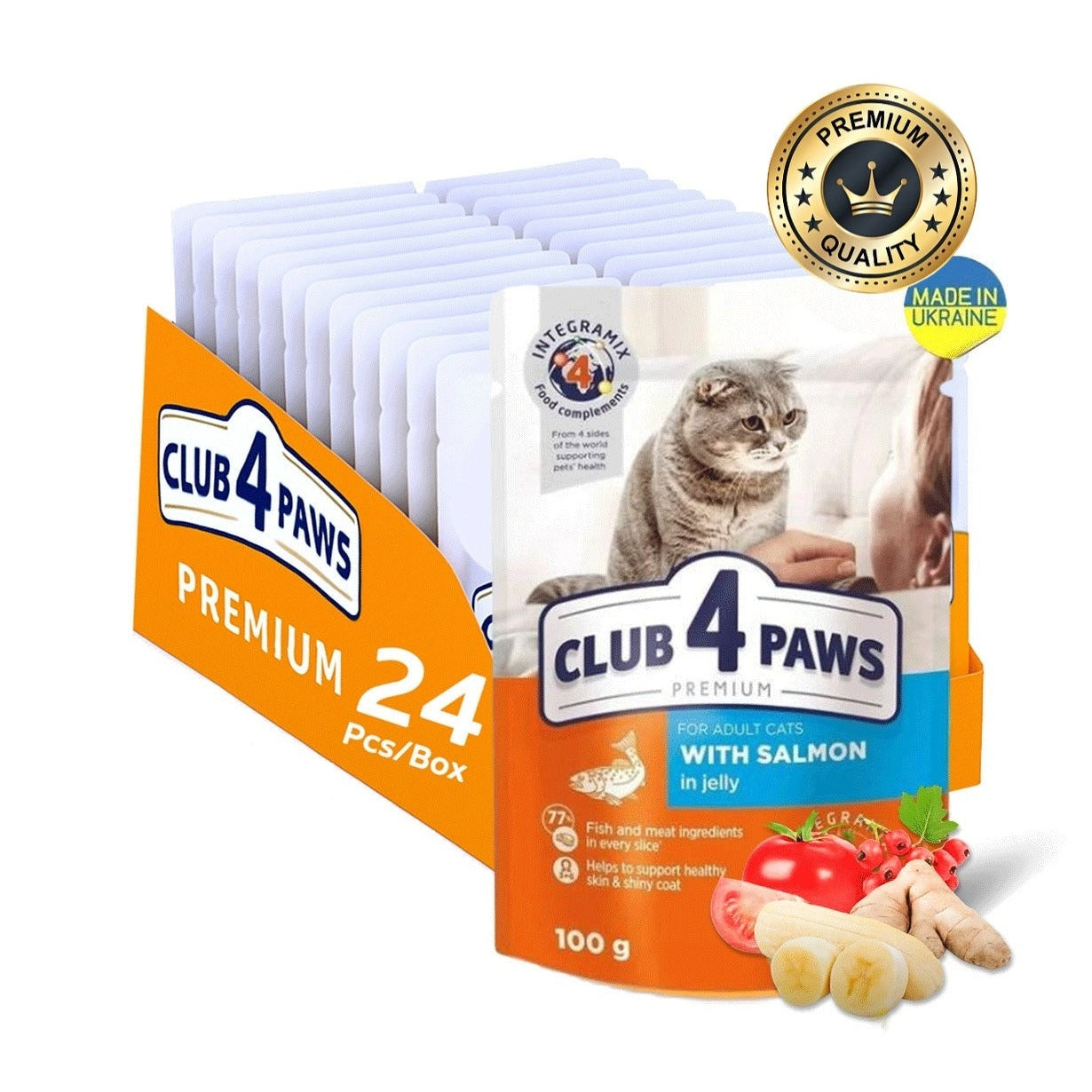 CLUB 4 PAWS Salmon in jelly for adult cat 100g Pack Of 24pcs