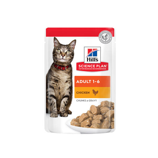 Hill`s Science Plan Adult Wet Cat Food Chicken Pouches (12x85g)
