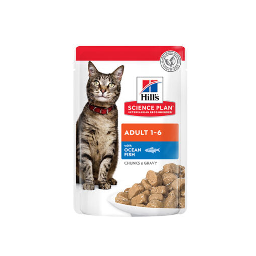 Hill`s Science Plan Adult Wet Cat Food Ocean Fish Pouches (12x85g)