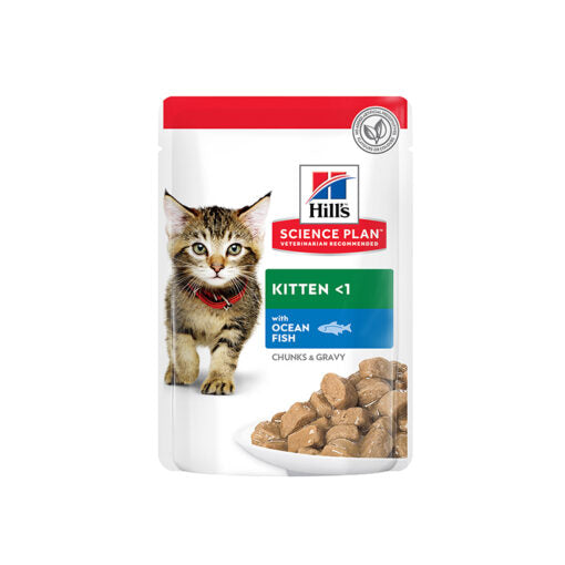 Hill`s Science Plan Tender Chunks In Gravy Kitten With Ocean Fish Pouches (12x85g)