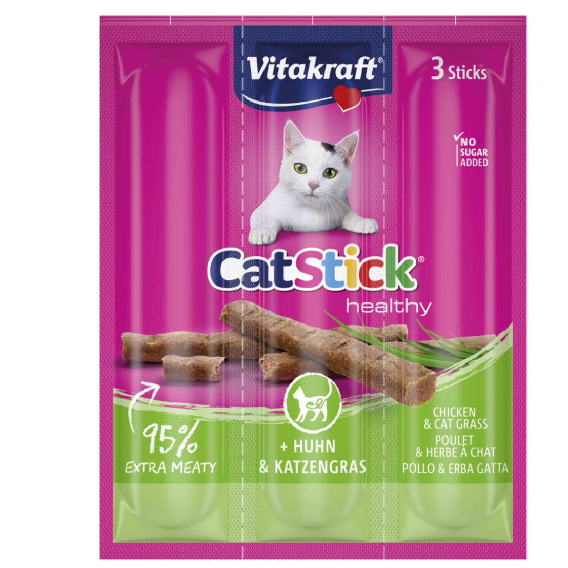Vitakaraft Cat Stick Mini Chicken & Cat Grass 18G 3Pc