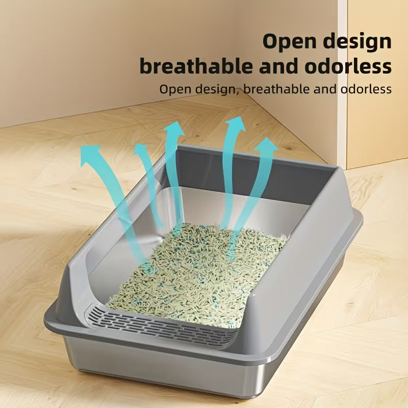 Meowda Stainless Steel Litter Box Size 60x40x33 Cm