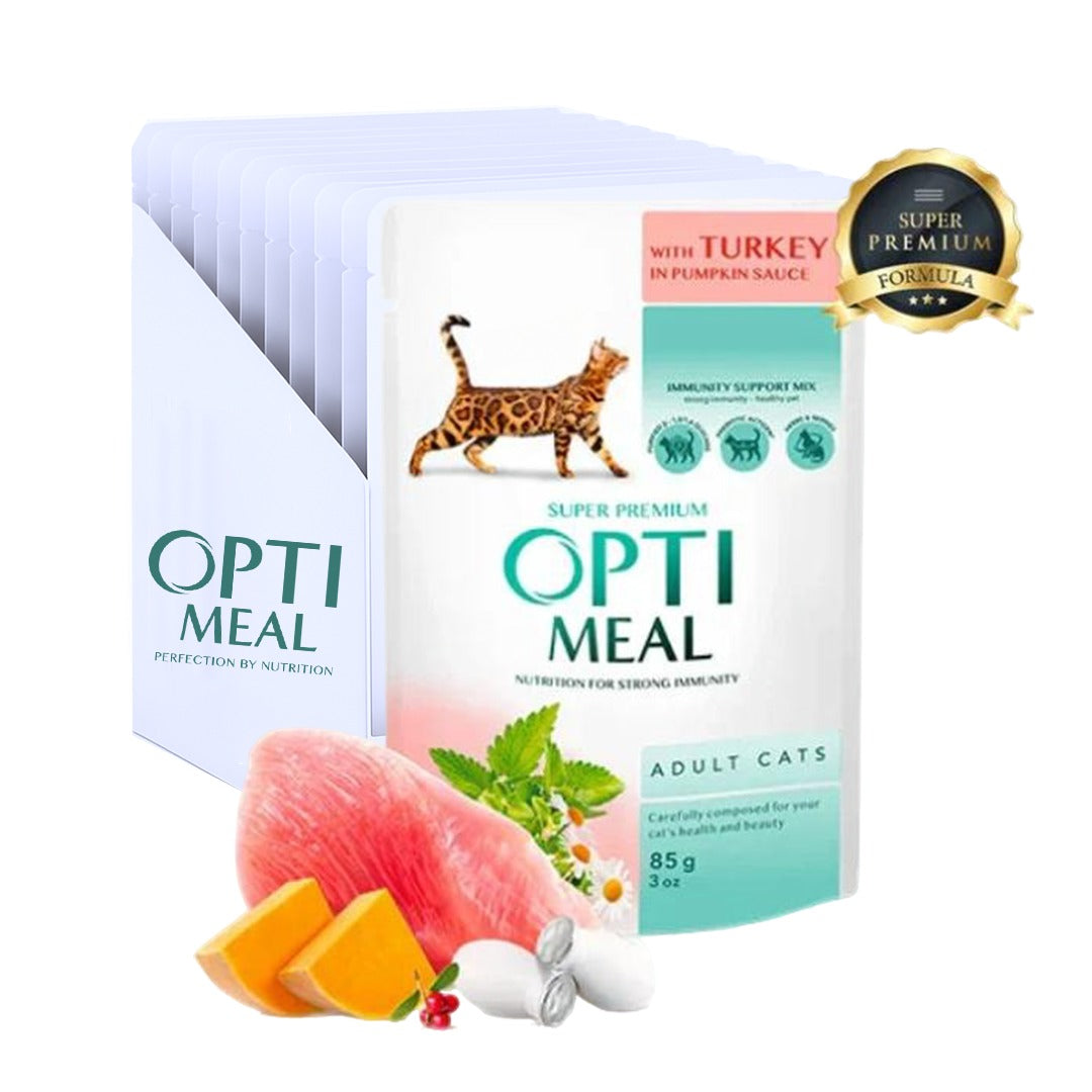 OPTIMEAL turkey in pumpkin sauce 85g pack of 12 pcs for adult cat