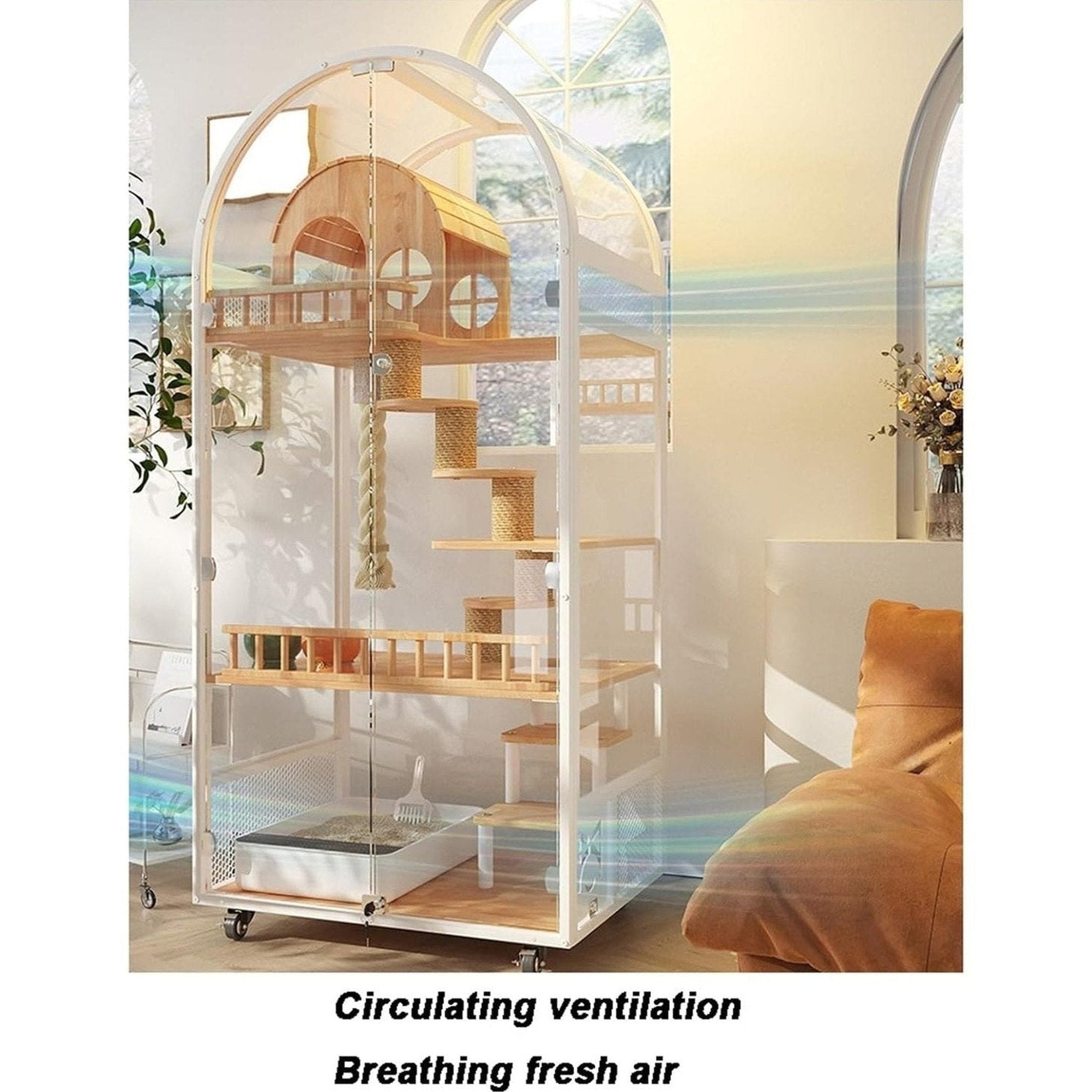 Arched Cat Villa-White