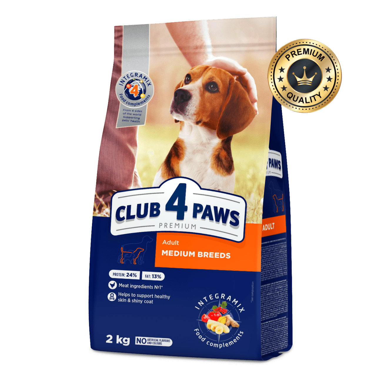 CLUB 4 PAWS for medium breeds. Complete dry food for adult dogs 2kg