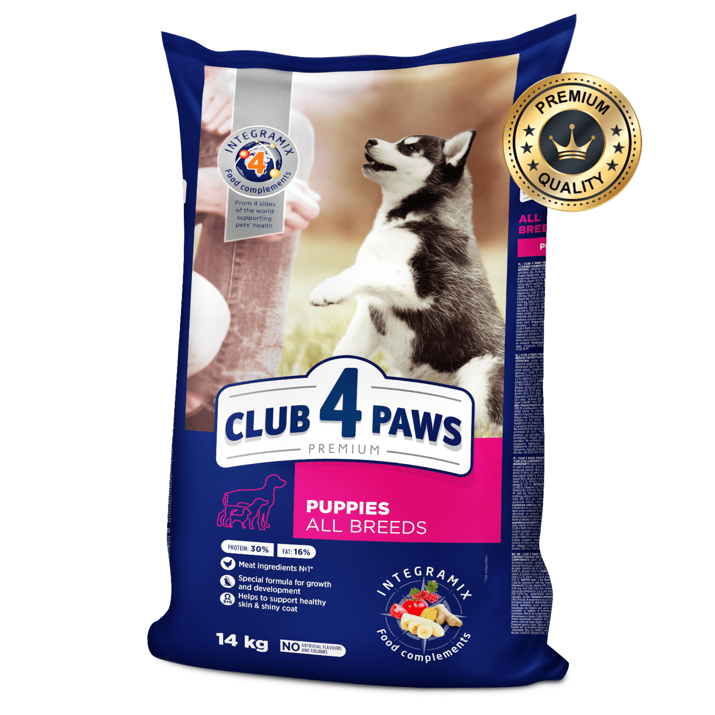Club 4 Paws For Puppies Of All Breeds Rich In Chicken. Complete Dry Food 14Kg