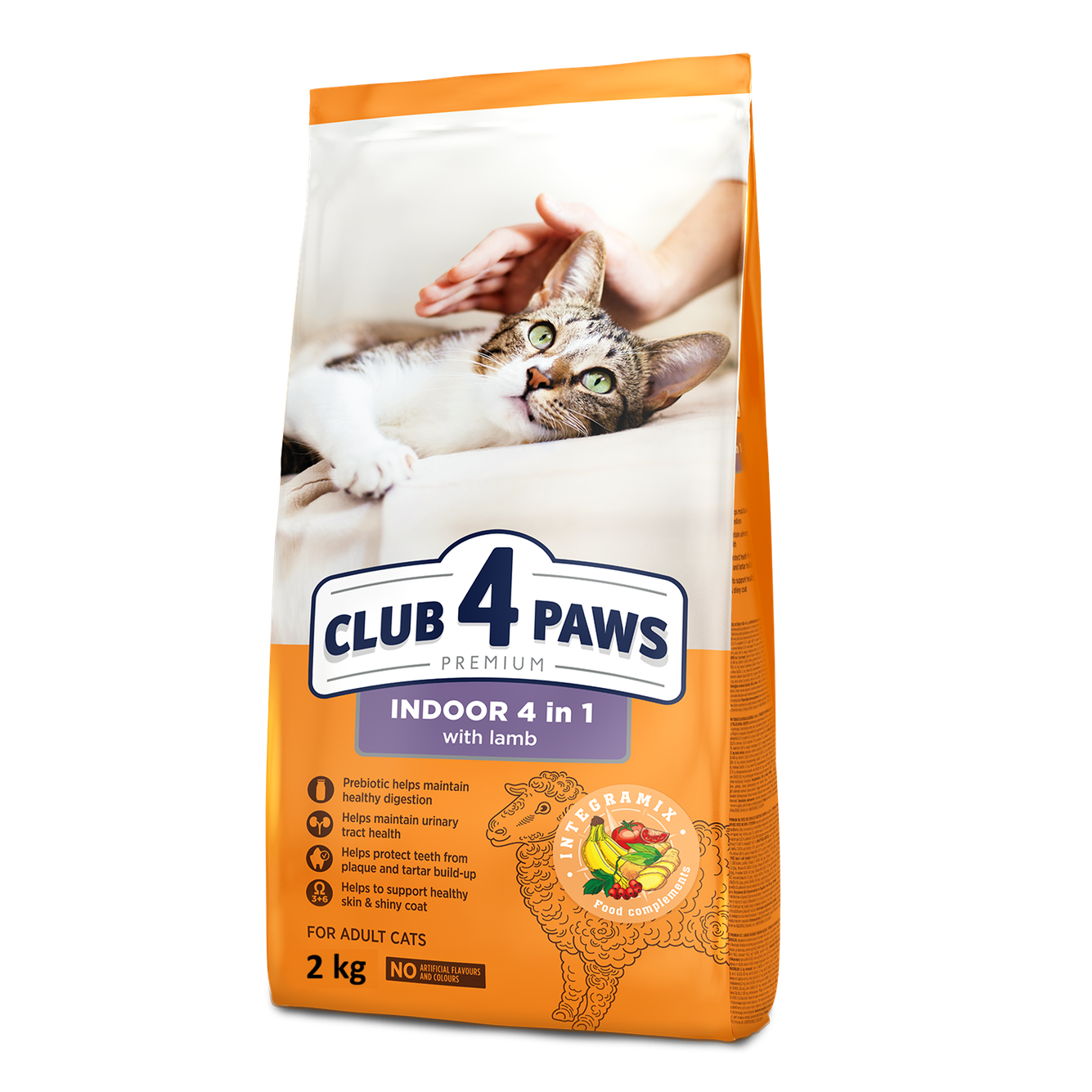 Club 4 Paws Indoor 4In1 With Lamb Complete Dry Food For Adult Cat 2Kg