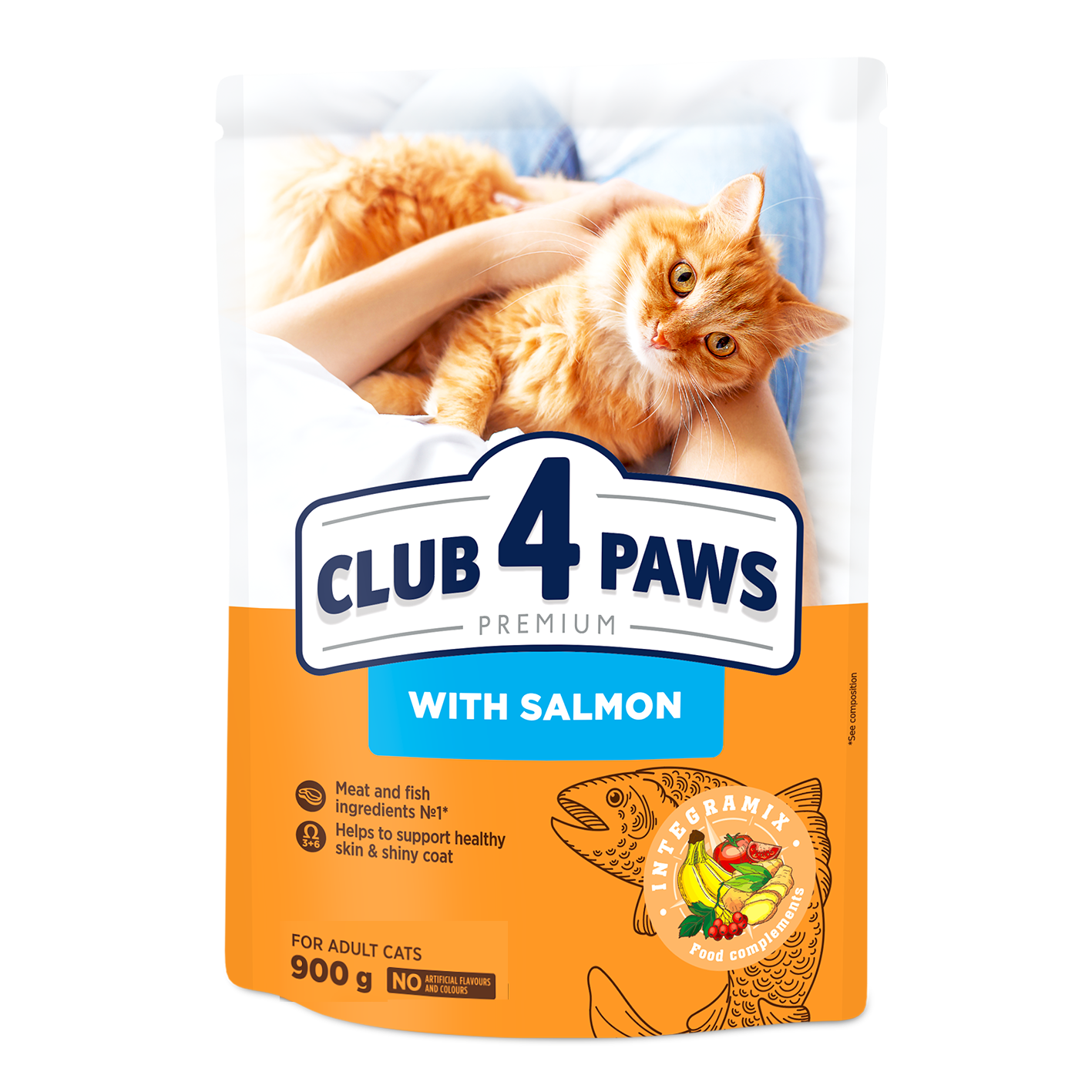 Club 4 Paws Premium Salmon Complete Dry Food For Adult Cat 900G