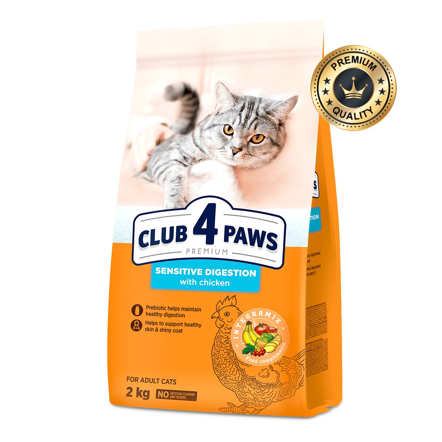 Club 4 Paws Sensitive Digestion With Chicken Complete Dry Food For Adult Cat 2Kg