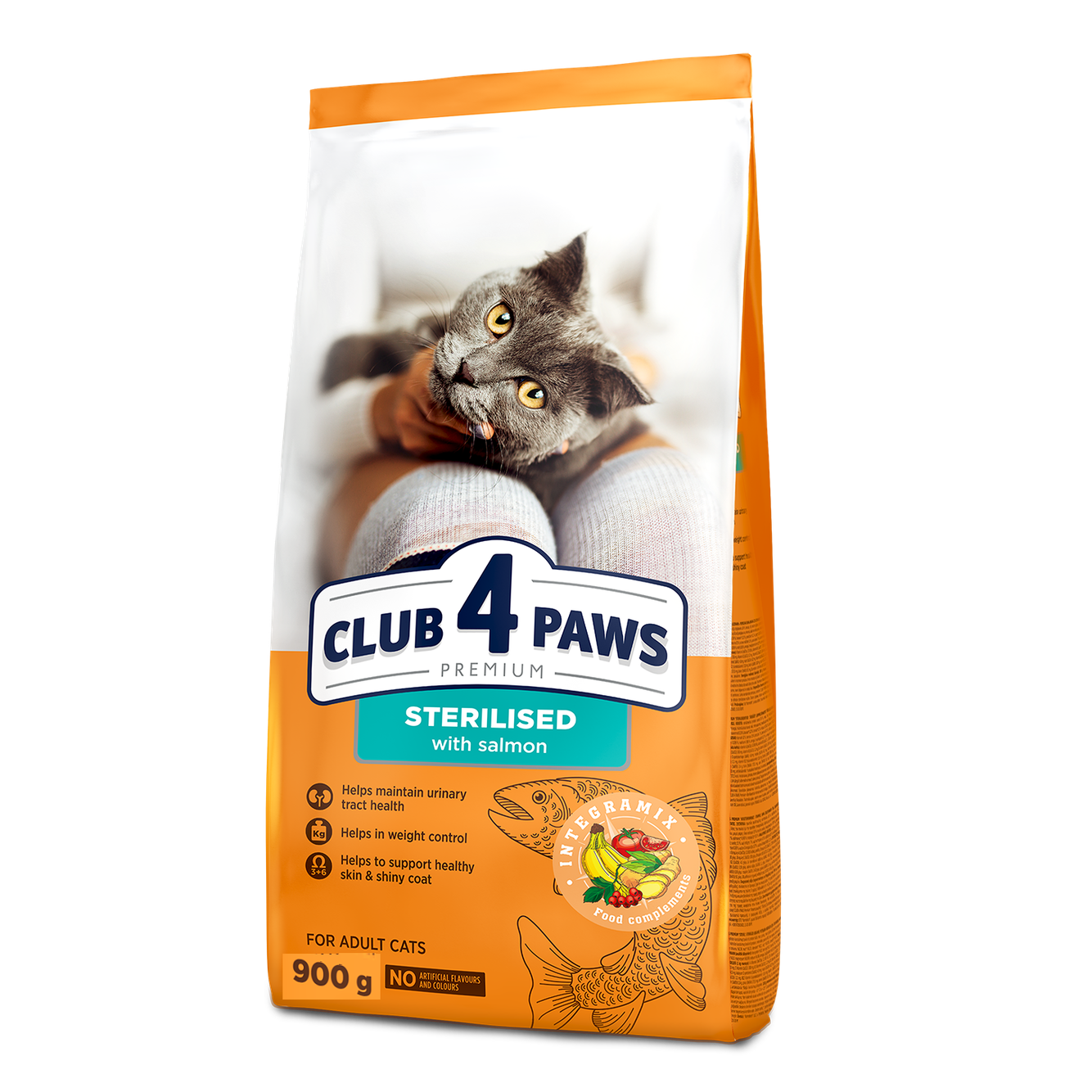 Club 4 Paws Premium Salmon Sterilised Complete Dry Food For Adult Cat 900G
