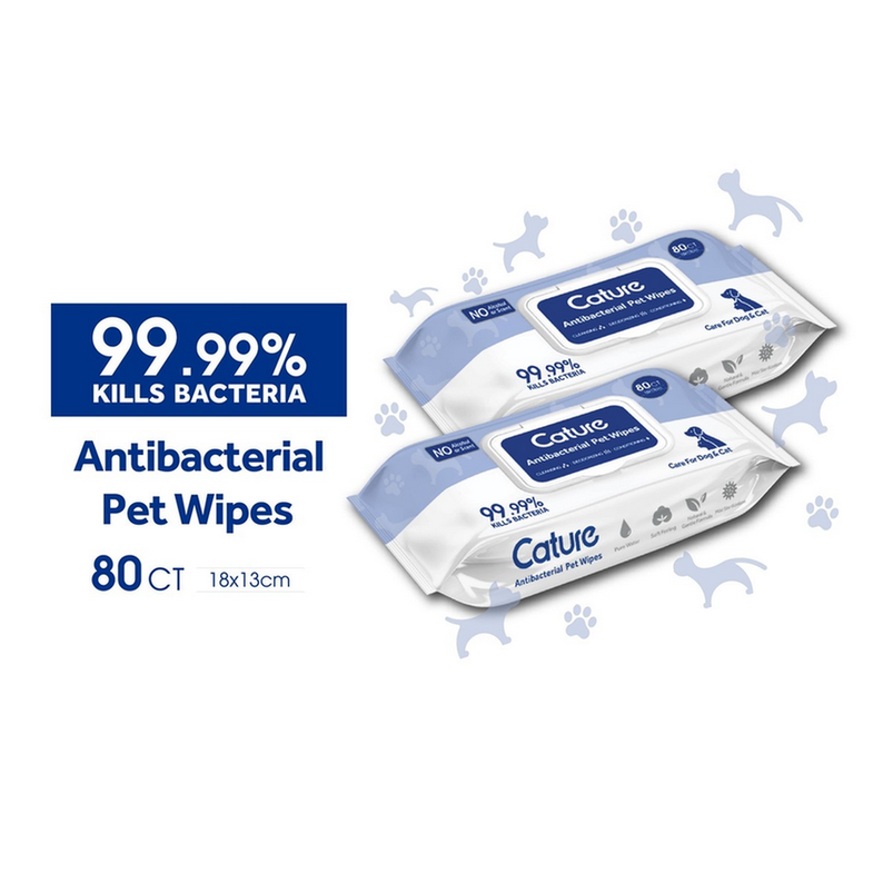 Cature  Antibacterial Pet Wipes 80Pc