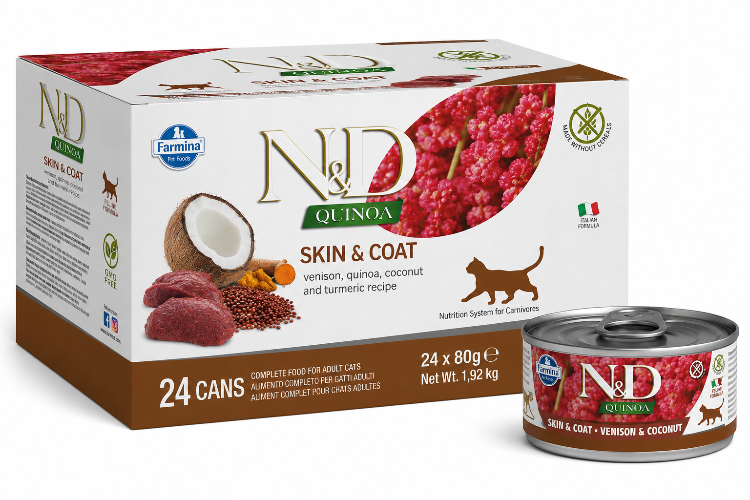 Farmina N&D Cat Food Quinoa Venison & Coconut 80gx24pcs