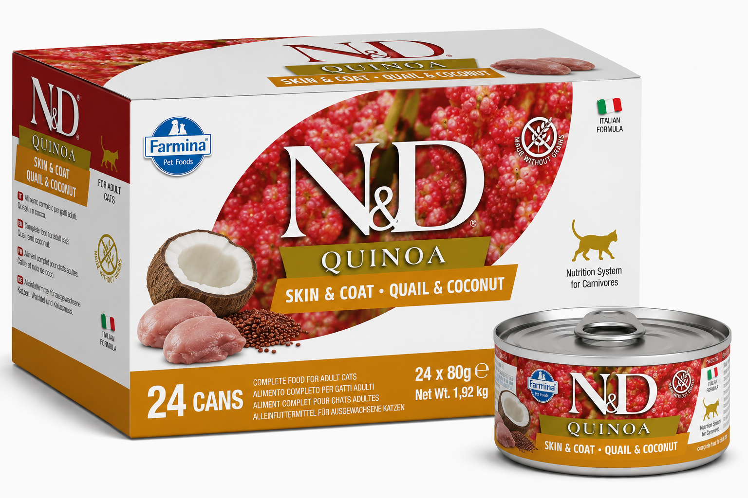 Farmina N&D Cat Quinoa Quail & Coconut 80gx24pcs