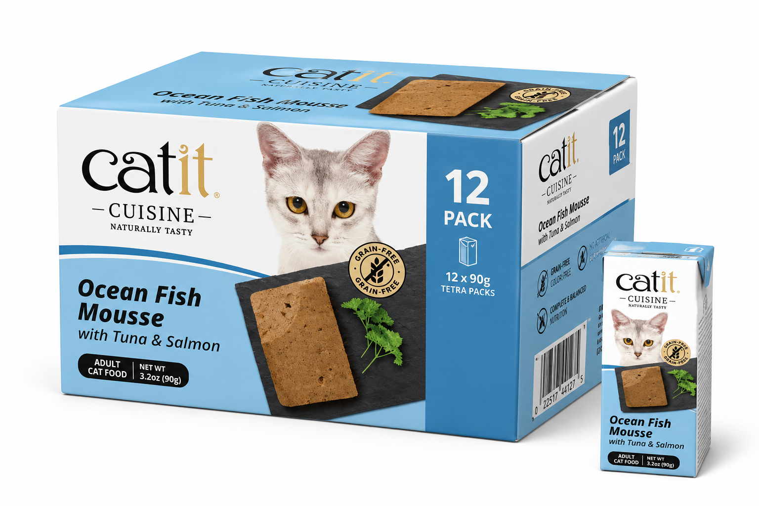 Catit Cuisine Ocean Fish Mousse With Tuna & Salmon, 90G Tetra, 12Pcs/Box