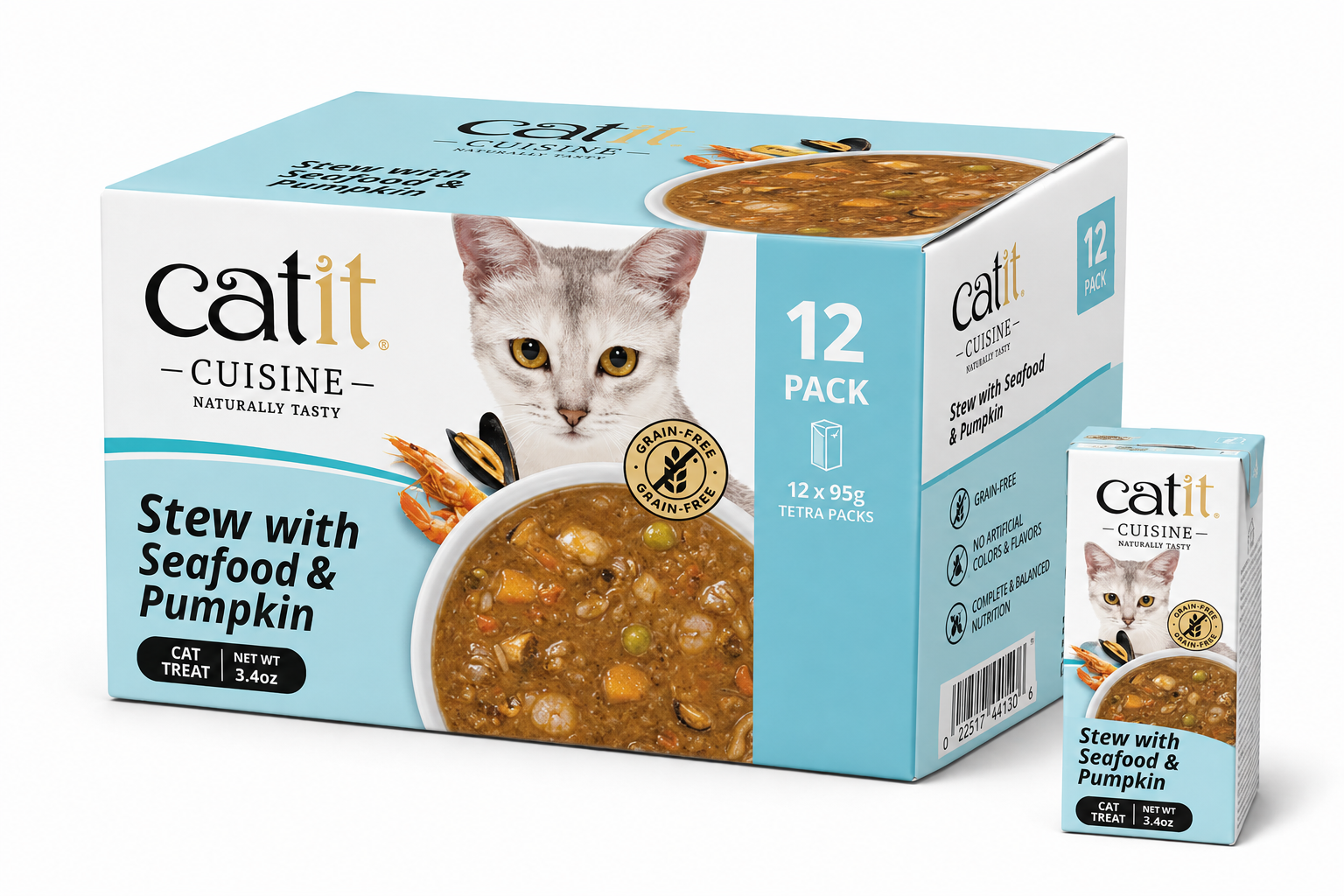 Catit Cuisine Seafood Stew With Pumpkin, 95G Tetra, 12Pcs/Box