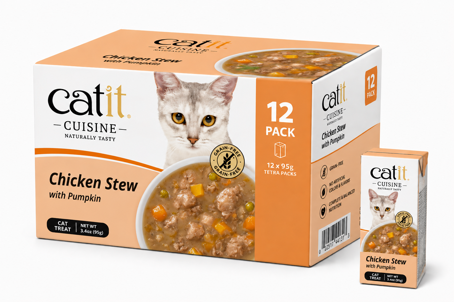 Catit Cuisine Chicken Stew With Pumpkin, 95G Tetra, 12Pcs/Box