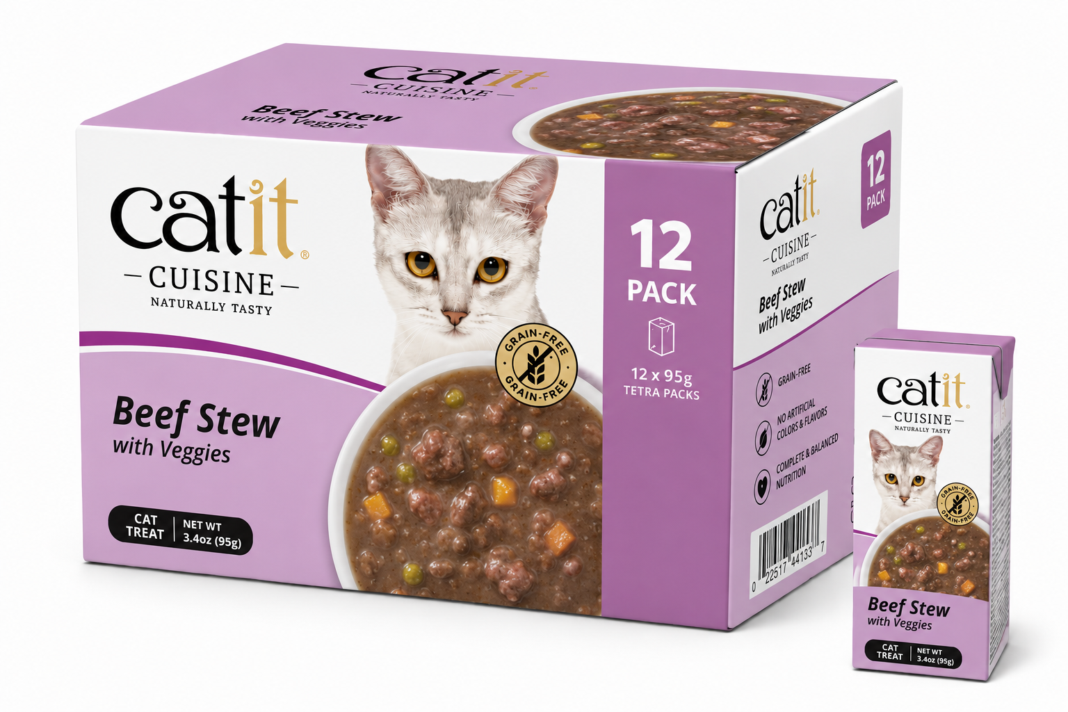 Catit Cuisine Beef Stew With Veggies, 95G Tetra, 12Pcs/Box