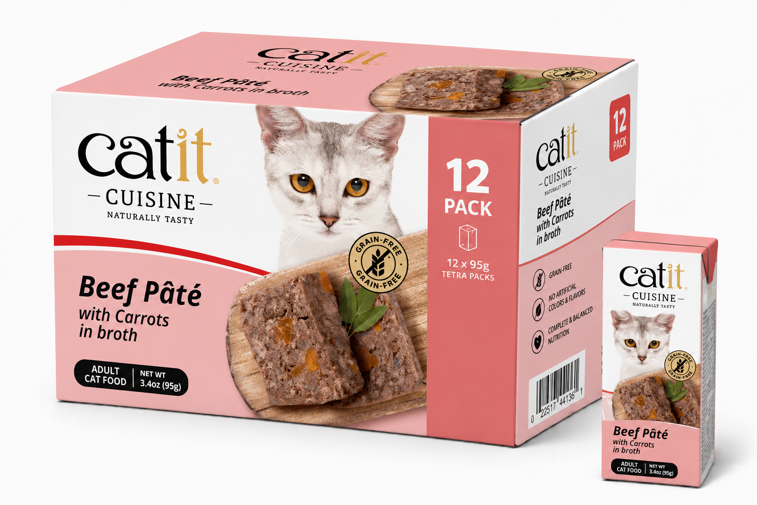 Catit Cuisine Beef Pate With Carrots, 95G Tetra, 12Pcs/Box