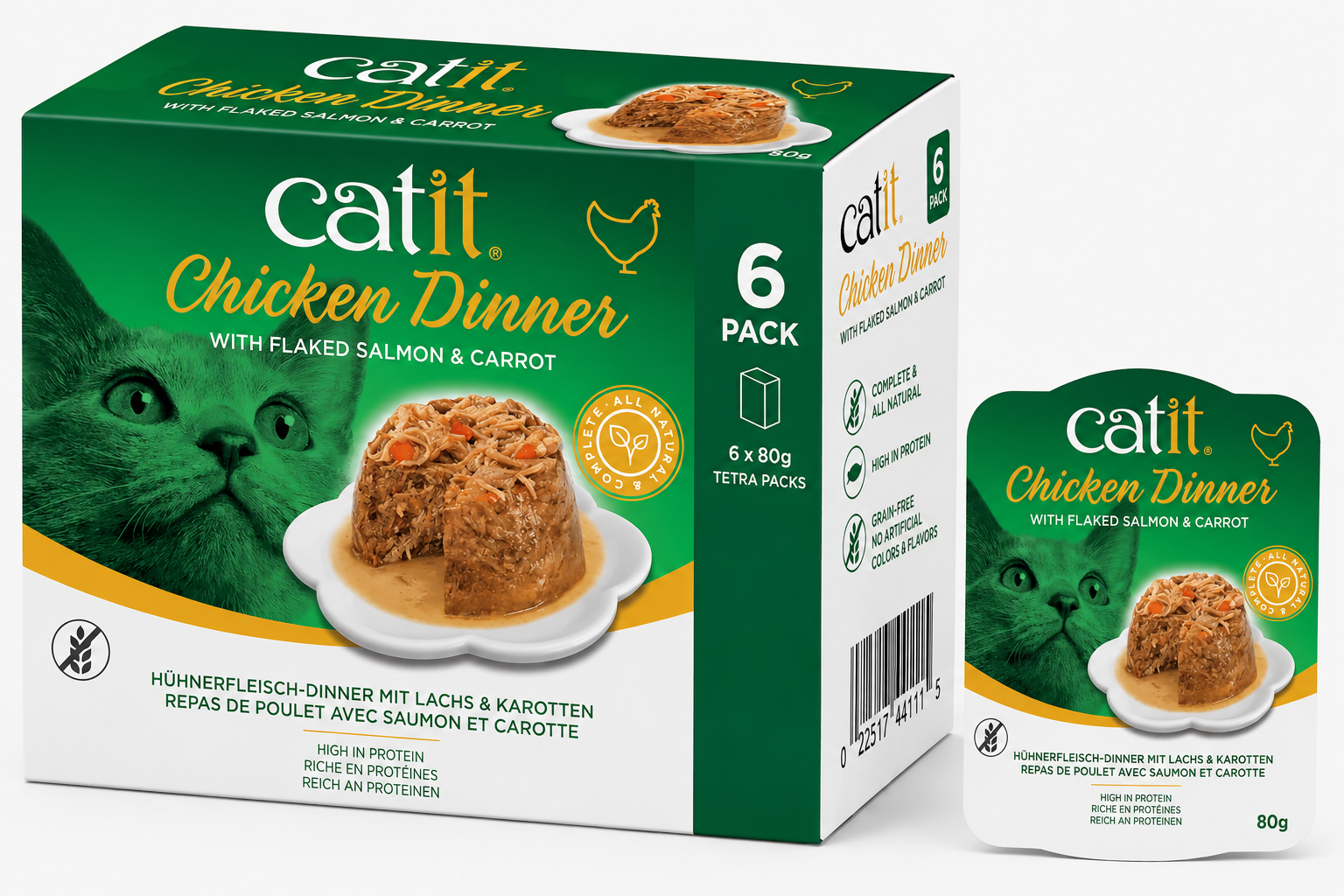 Catit Chicken Dinner, Salmon & Carrot 80 G, 6Pcs/Box
