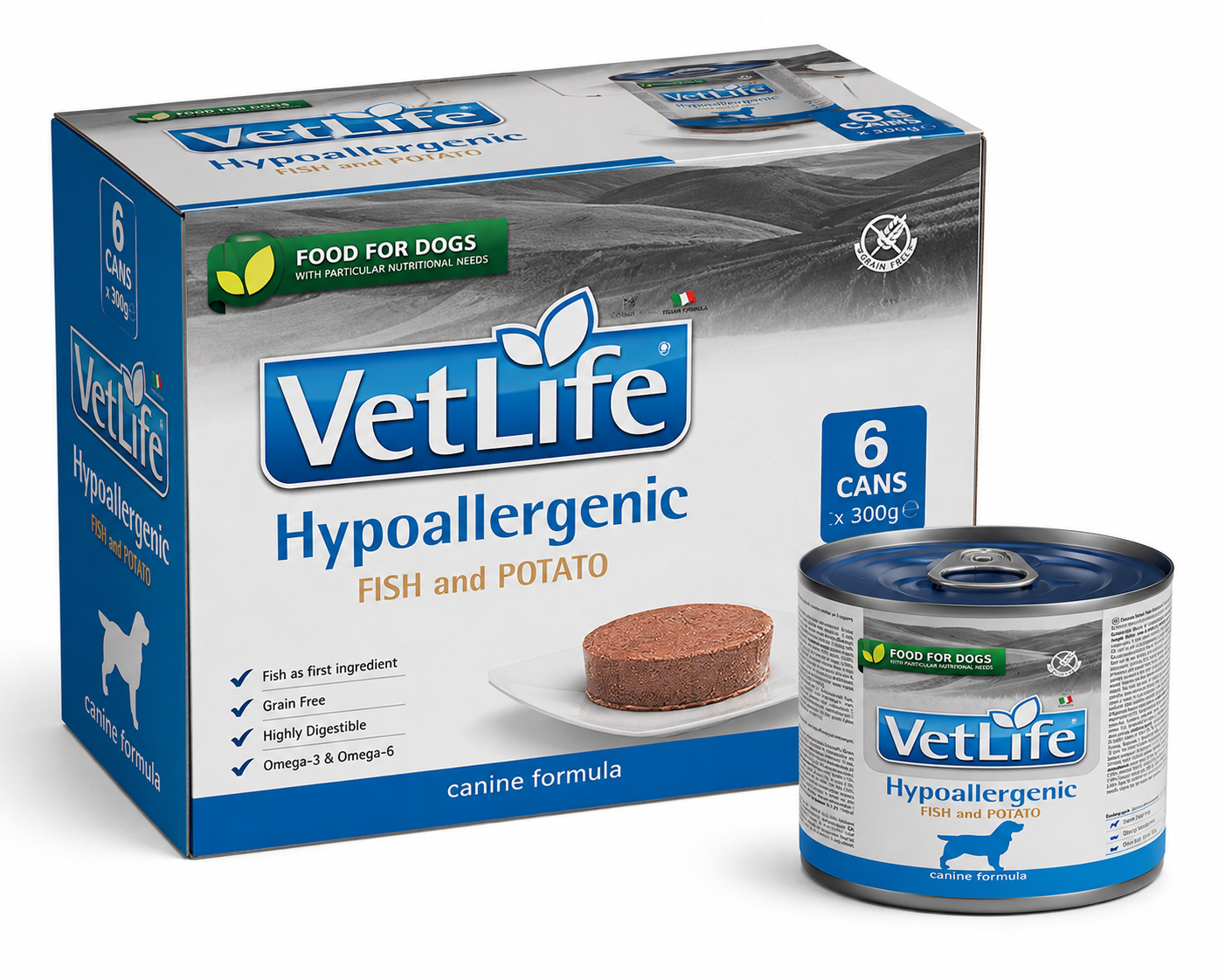 Farmina Vet Life Natural Diet Dog Hypoallergenic Fish & Potato 300gx6pcs