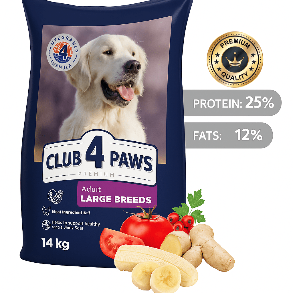 CLUB 4 PAWS for large breeds. Complete dry food for adult dogs 14kg
