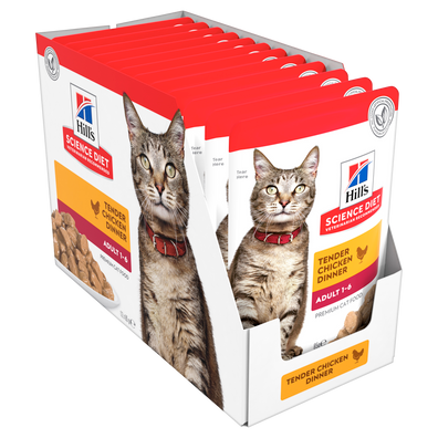 Hill`s Science Plan Adult Wet Cat Food Chicken Pouches (12x85g)