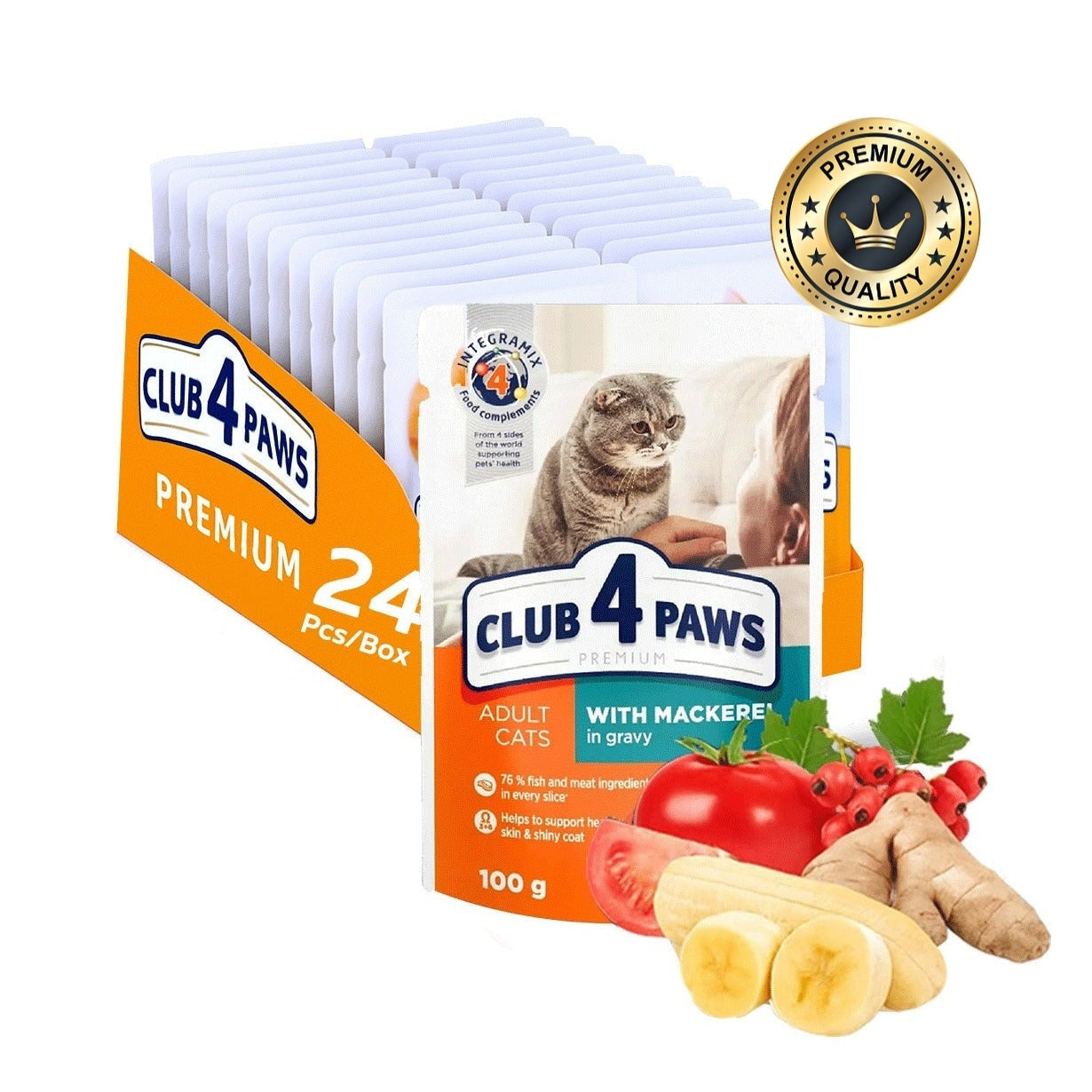 CLUB 4 PAWS mackerel in gravy 100g Pack Of 24pcs for adult cat