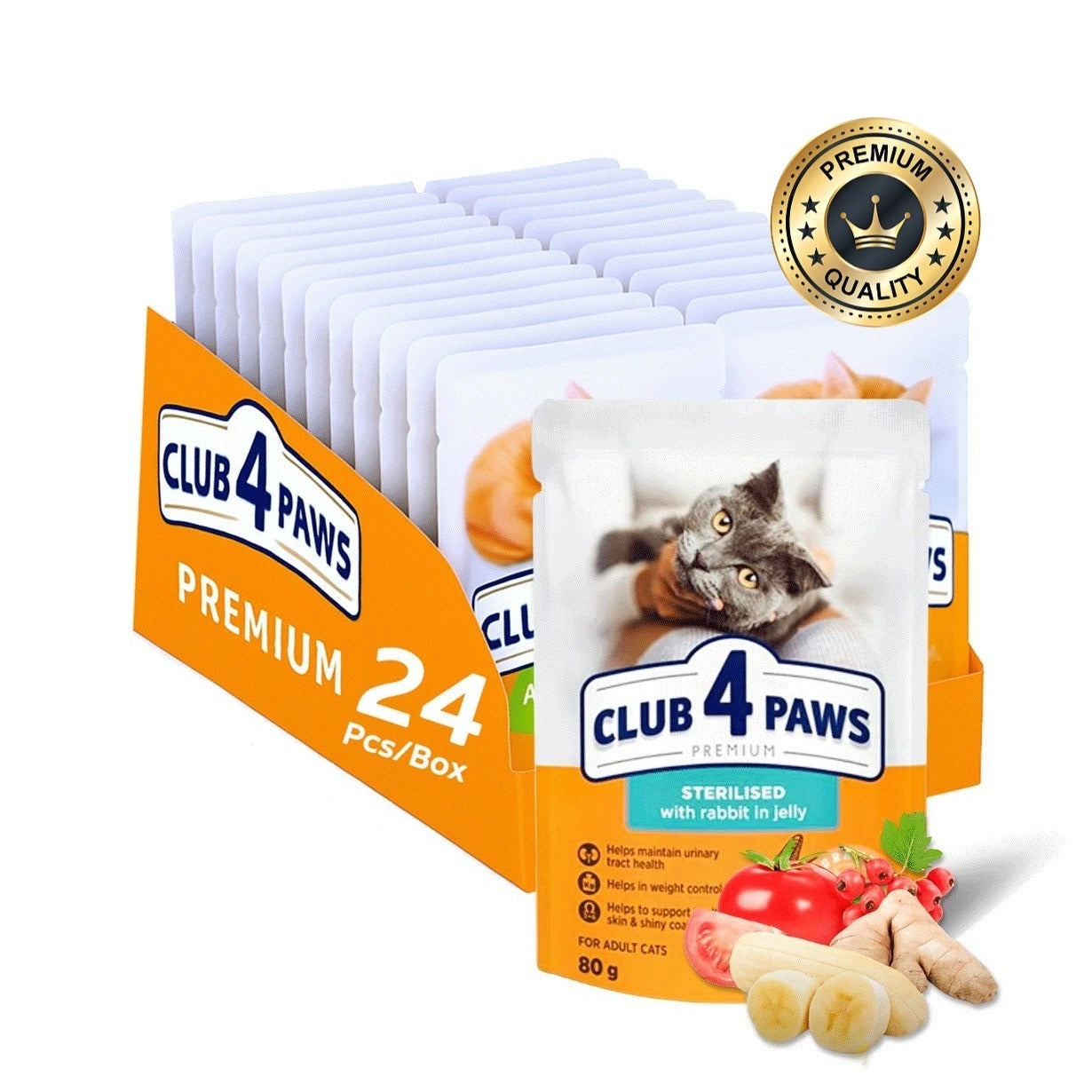 CLUB 4 PAWS Sterilised Adult Cats "With Rabbit in Jelly 80g Pack Of 24pcs