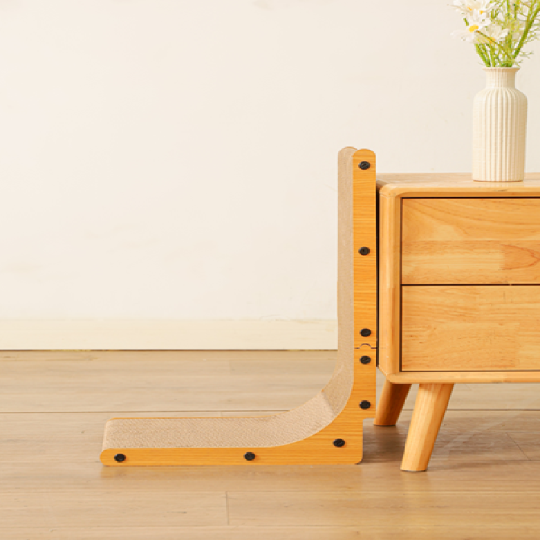 L Shaped Cat Scratching Board Large with ball - Walnut