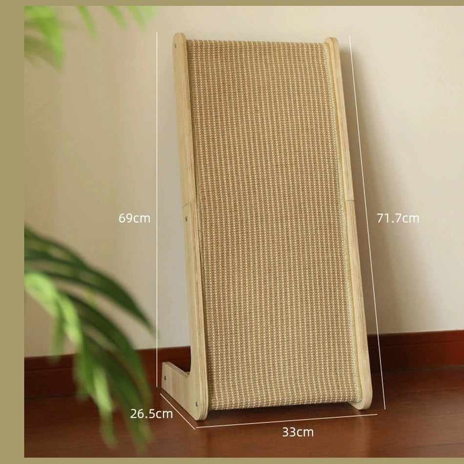 Solid Wood Sisal L-Shaped Cat Scratch Board